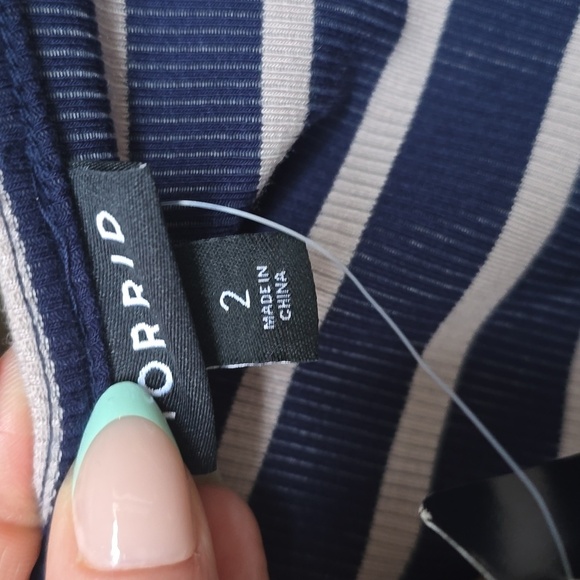 Torrid Navy Stripe mini rib knit Twist Front skater Dress 2x Nwt New 1820 - Picture 6 of 12